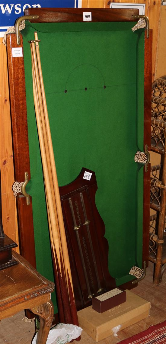 Miniature billiard table and accessories